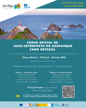 Abre o prazo de inscrición para o Curso Oficial de Guía-Intérprete do Xeoparque Cabo Ortegal (120 h)