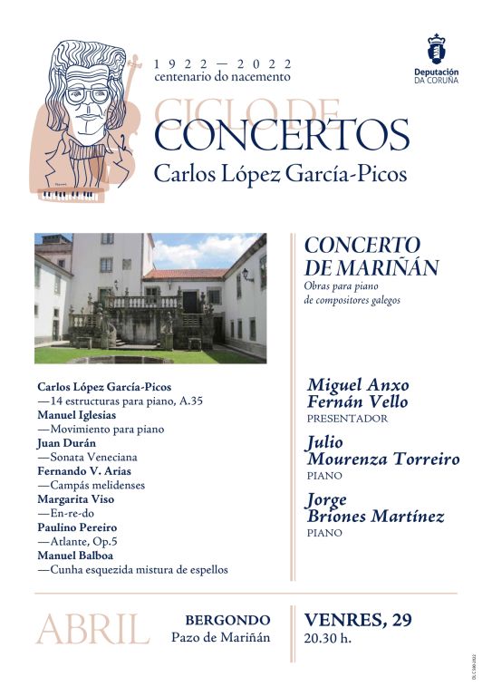 Cultura da Deputación programa un ciclo de concertos pala celebrar o centenario do nacemento de Carlos López García-Picos