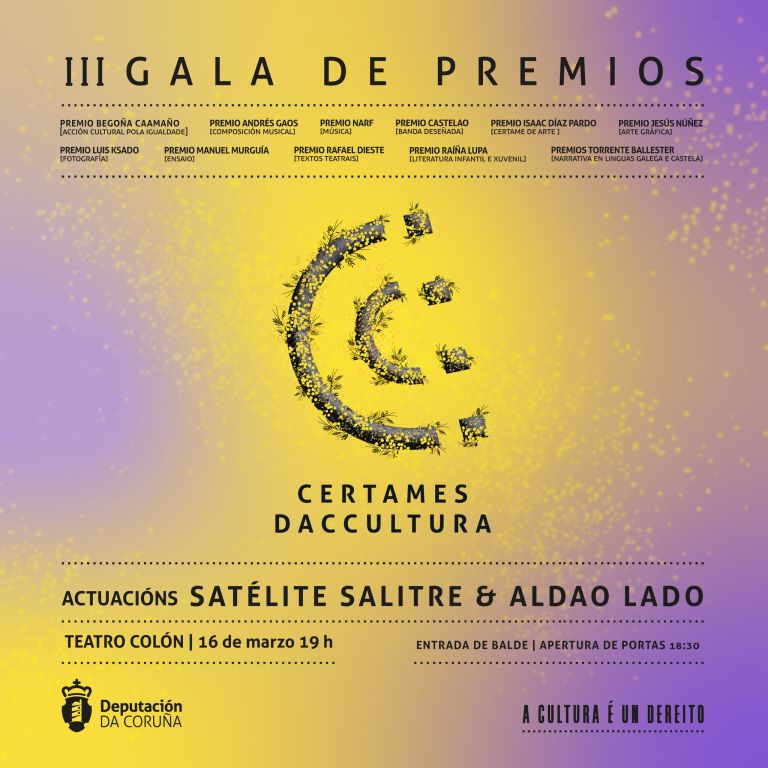 O Teatro Colón acolle mañá a gala dos Premios Culturais da Deputación 2023 para celebrar o talento e a creatividade do país