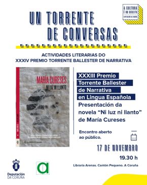 “Ni luz ni llanto”, a obra gañadora do Torrente Ballester en lingua castelá, preséntase na Coruña o 17 de novembro