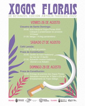 Os Xogos Florais de Betanzos 2022 comenzarán o 26 de agosto coa presentación da revista dixital ‘A Cousa’