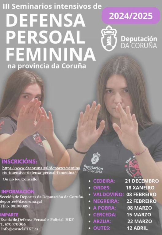 Cedeira acolle mañá a primeira sesión do III Seminario Intensivo de Defensa Persoal Feminina da Deputación